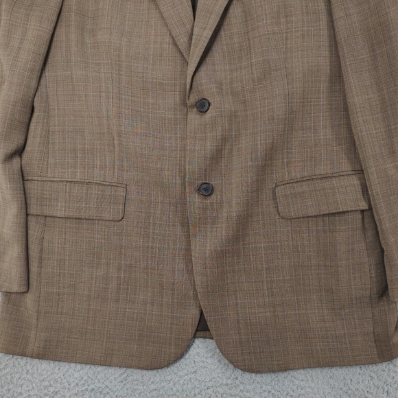 Andrew Fezza Jacket Mens 42R Brown Wool Plaid Single Breasted Notch Lapel Blazer - Picture 15 of 16